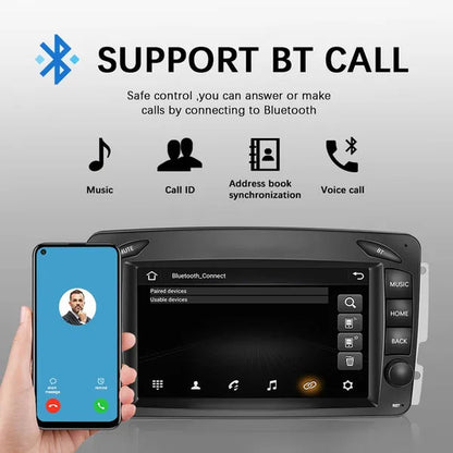 AMPRIME Android 11 GPS +Wifi+Fm/Rds +BT Car Radio Stereo 2 Din 7'' HD Touch Screen Car MP5 Player Autoradio for Para Mercedes-Benz/Clk/W209/E-W210/Clase C/W203/Slk/W170/Clk/C208/W208/M/Ml/W168/G/W463/Viano/W639/Vito/W639/