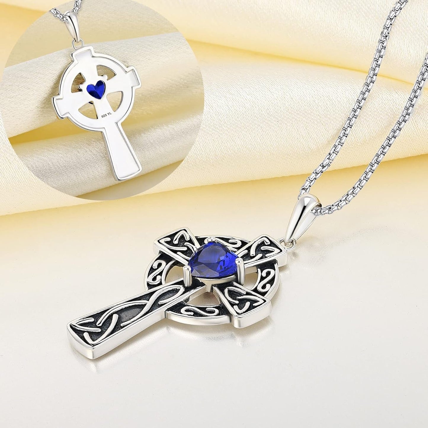 Women'S Cross Pendant Necklace Sterling Silver Celtic Knot Filigree Infinity Cubic Zirconia Crucifix Jewelry