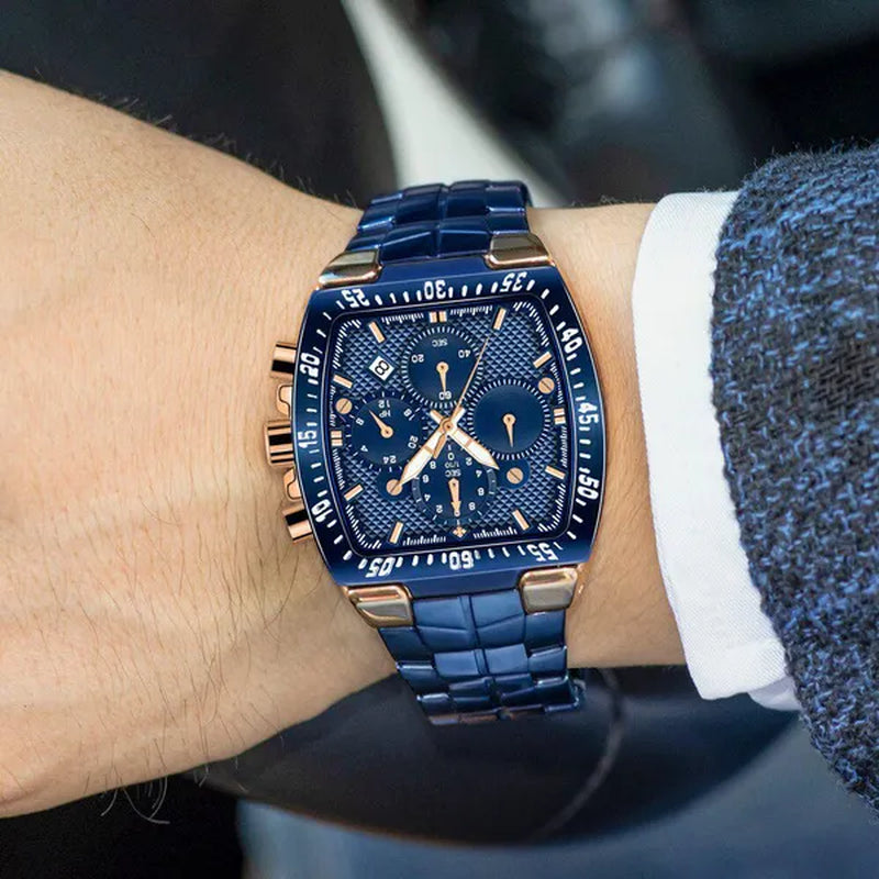 WWOOR New Watch Mens Luxury Square Big Dial Men Watch Waterproof Sports Military Chronograph Quartz Wristwatch Relogio Masculino