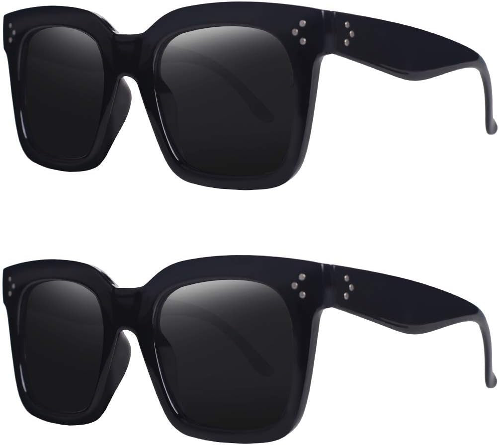 Vintage Women Oversized Sunglasses Designer Luxury Square Sun Glasses UV400 Protection Flat Lens