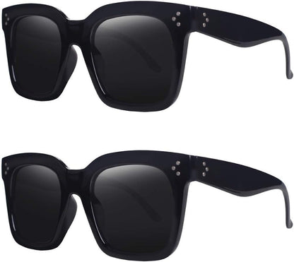 Vintage Women Oversized Sunglasses Designer Luxury Square Sun Glasses UV400 Protection Flat Lens