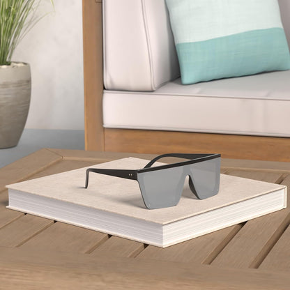 Square Sunglasses for Women Men Fashion Big Frame Flat Top Sun Glasses Mirror Lens