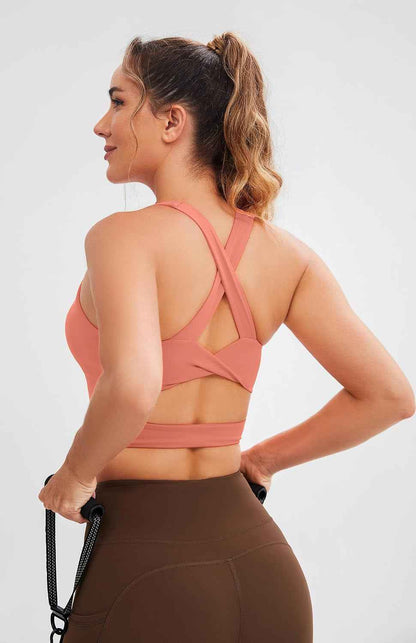 Sports Bras for Women Criss-Cross Back Padded Workout Tank Tops Medium Support Crop Tops for Women