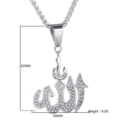 Arabic Muslim Islamic Totem Allah Allamanda Women's Gold Diamond Necklace