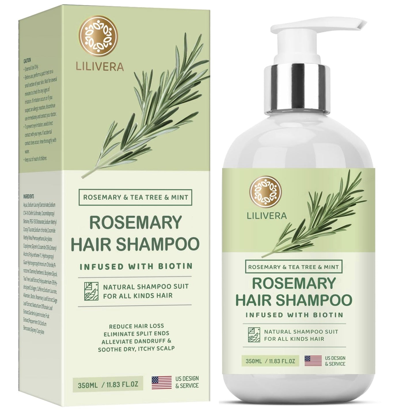Rosemary Hair Growth Shampoo for Hair Loss, Thinning Hair for Men and Women - Mint Strengthening Shampoo with Tea Tree Oil Bition - 11.8 Fl. Oz