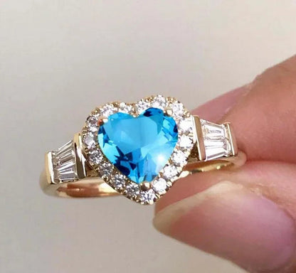 YOHAPP Woman Fashion Gemstone Jewelry Exquisite Natural White Sapphire Ruby Emerald Birthstone Princess Proposal Engagement Ring Anniversary Party Romantic Bride Wedding Luxury Jewelry Ring Size 5-11