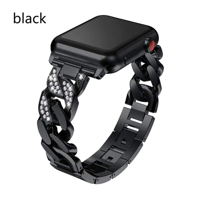 Diamond Stainless Steel Strap for Smart Watch Ultra 2/Ultra 49mm 9 8 SE 7 41mm 45mm 40mm 44mm 38mm 42mm 40mm Girl/Women Ultra-thin Metal Bracelet for Iwatch Serie 6 5 4 3