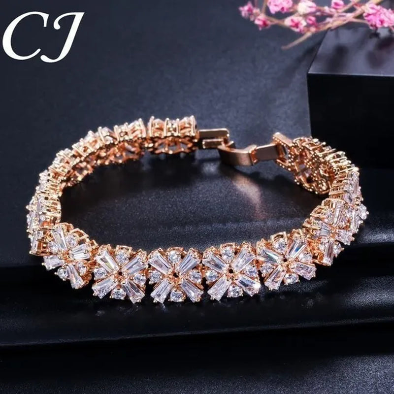 CANDICE Luxury Bridal White Gold Plated Jewelry Top Quality AAA+ Cubic Zirconia Wedding Bracelet Bangle for Bride