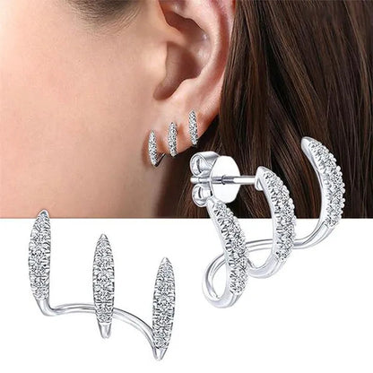 Fashion Jewelry 925 Sterling Silver Diamond Popular Exaggeration Heteromorphism Earrings