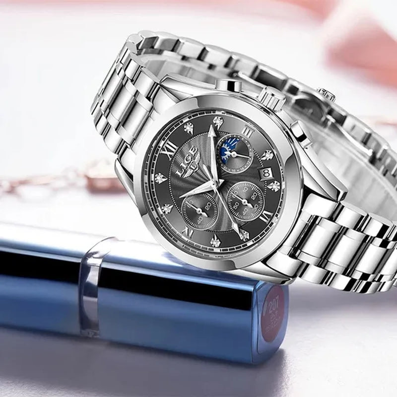 LIGE Luxury Ladies Watch Women Waterproof Rose Gold Steel Strap Women Wrist Watches Top Brand Bracelet Clocks Relogio Feminino