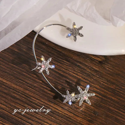 Shining Zircon Snowflake Ear Cuff for Women Non Piercing hanging ears Ear Clips Diamond Ear Hook Party Wedding Jewelry Gifts