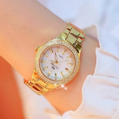Luxury BS Ladies Wrist Watches Women Crystal Diamond Stainless Steel Watches