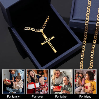 925 Sterling Silver Cross Necklace for Men Women，Black Cross Necklaces with 4.5MM Durable Stainless Steel Cuban Link Curb Chain，18K Gold over Real Silver Cross Pendant Necklace 16-28 Inches