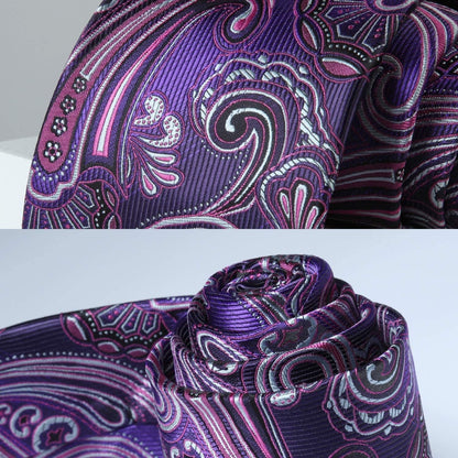 Ties for Men Paisley Tie and Pocket Square Woven Classic Floral Mens Ties Handkerchief Set Wedding Party Necktie