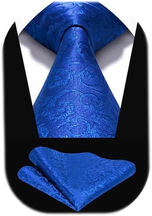 Ties for Men Paisley Floral Tie Handkerchief Classic Woven Business Formal Necktie and Pocket Square Set Wedding