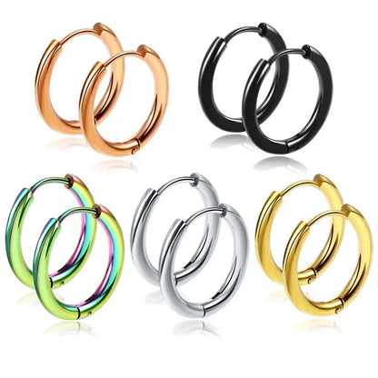 High Quality 1 Pair 8-20Mm Small Hoop Earrings Silver Color Circle Hoop Earring for Women Men Ear Rings Clip Huggie Earrings