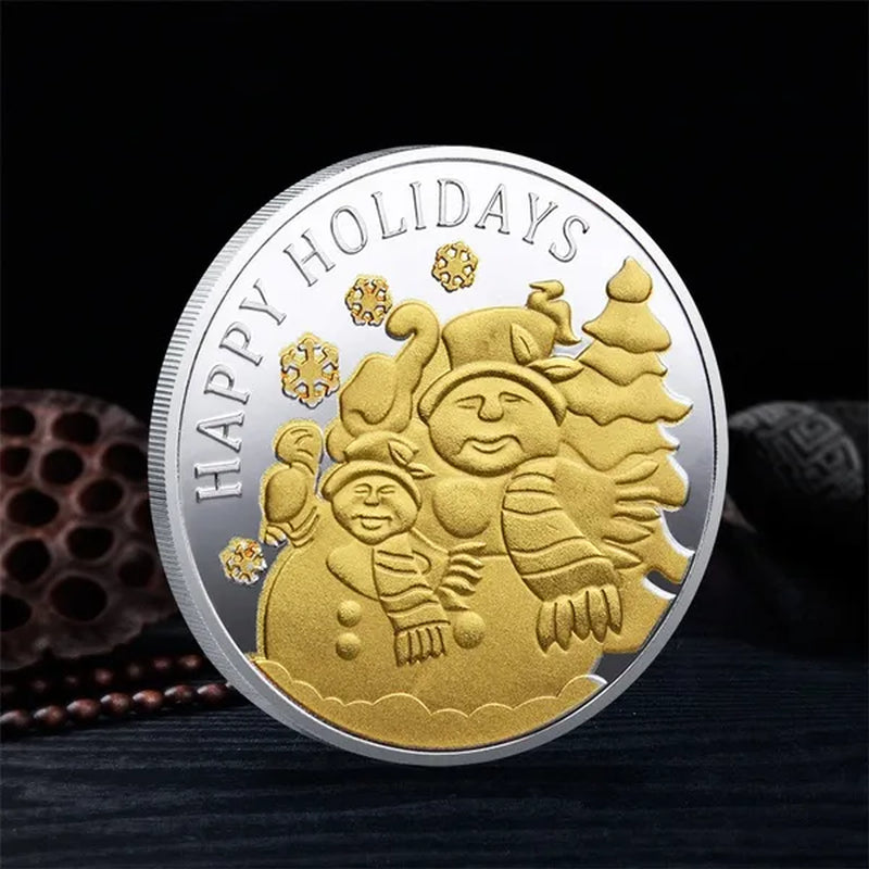 Christmas Grandpa Commemorative Coin Gold Metal Badge Replica Coin Collection