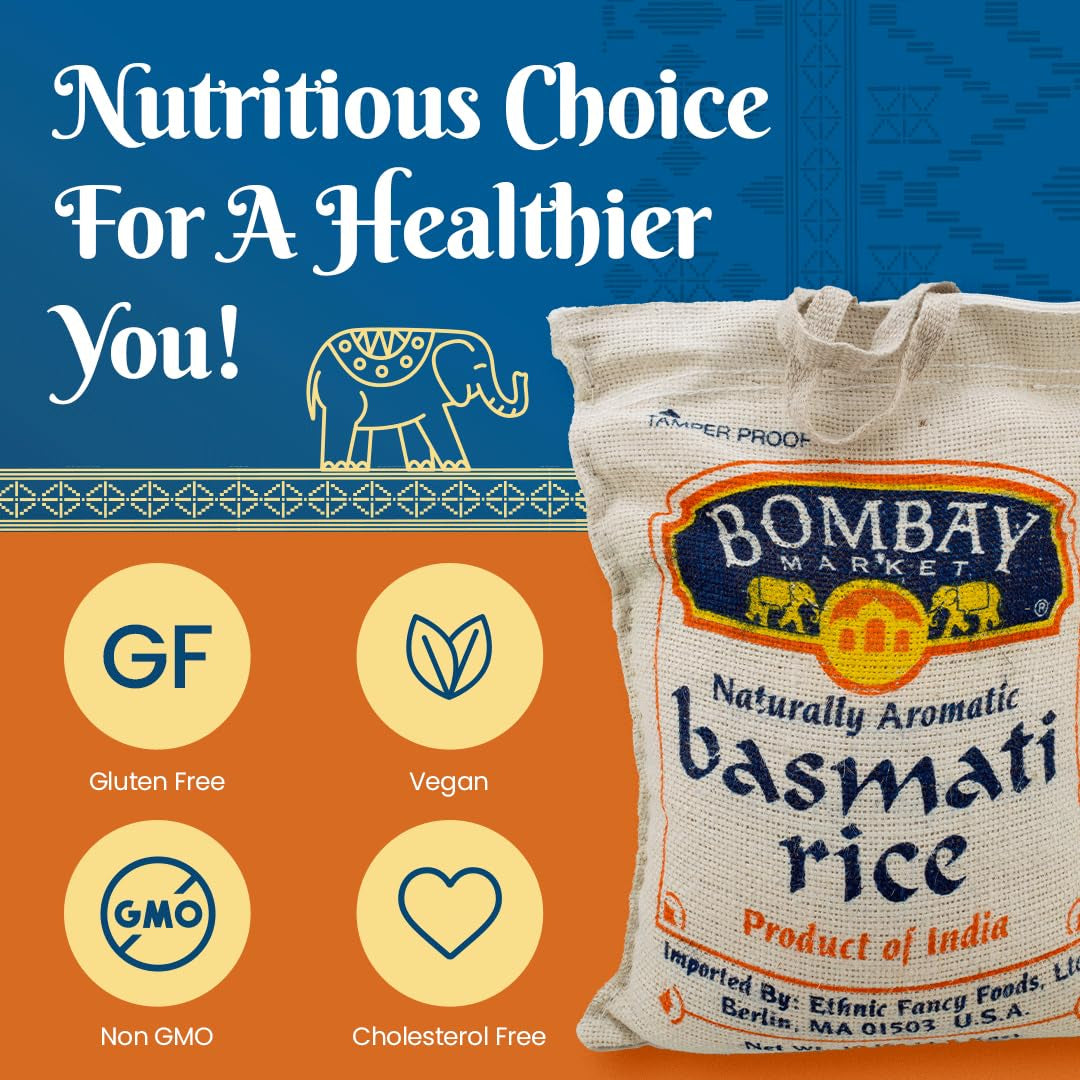 White Basmati Rice - Aromatic & Nutty Flavor Basmati Rice - Long Grain Rice Basmati (10 Pound Bag)