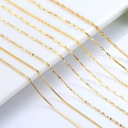 7PCS Mix 18K Gold 925 Sterling Silver Men's Link Necklace Women's Chain Jewelry Link Necklace Set Chains+Lobster Clasps 925 Tag 1/3/5/7PCS