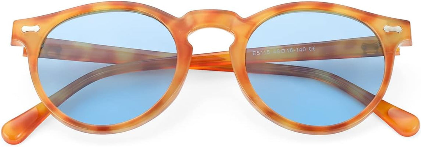 Vintage Polarized Sunglasses for Men round Sunglasses UV400 Protection Retro Hand-Crafted Acetate Frame