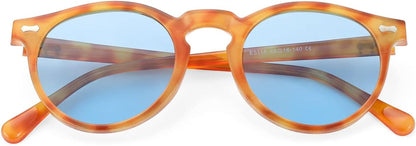 Vintage Polarized Sunglasses for Men round Sunglasses UV400 Protection Retro Hand-Crafted Acetate Frame
