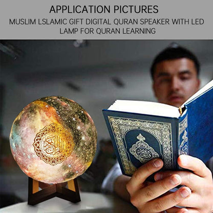 Moon Quran Speaker,Starry Moon Quran Lamp Bluetooth Speaker Lamp Quran Cuba with APP Control Quran Recitation, Eid Mubarak Hajj Gifts