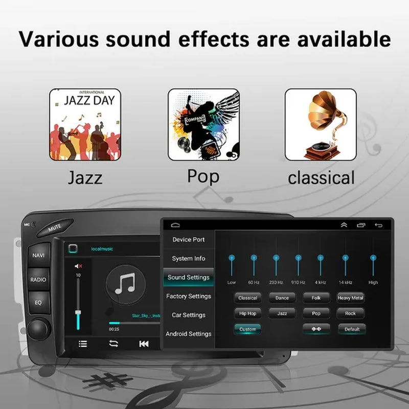 AMPRIME Android 11 GPS +Wifi+Fm/Rds +BT Car Radio Stereo 2 Din 7'' HD Touch Screen Car MP5 Player Autoradio for Para Mercedes-Benz/Clk/W209/E-W210/Clase C/W203/Slk/W170/Clk/C208/W208/M/Ml/W168/G/W463/Viano/W639/Vito/W639/