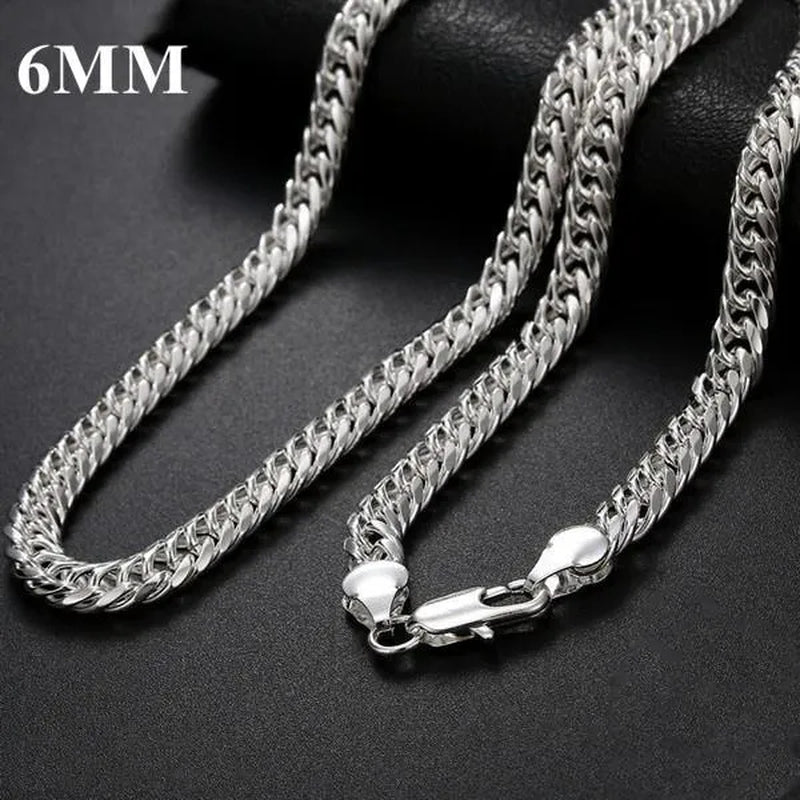 NEW! Exquisite Men Solid Heavy 925 Sterling Silver Smooth Necklace Bracelet Curb Chain Jewelry