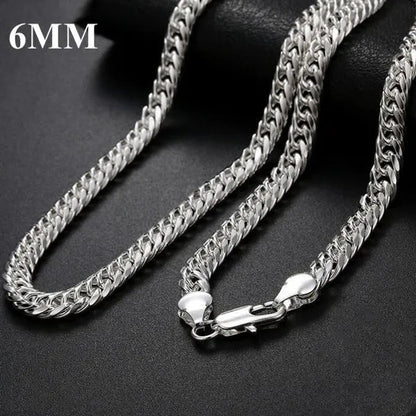 NEW! Exquisite Men Solid Heavy 925 Sterling Silver Smooth Necklace Bracelet Curb Chain Jewelry