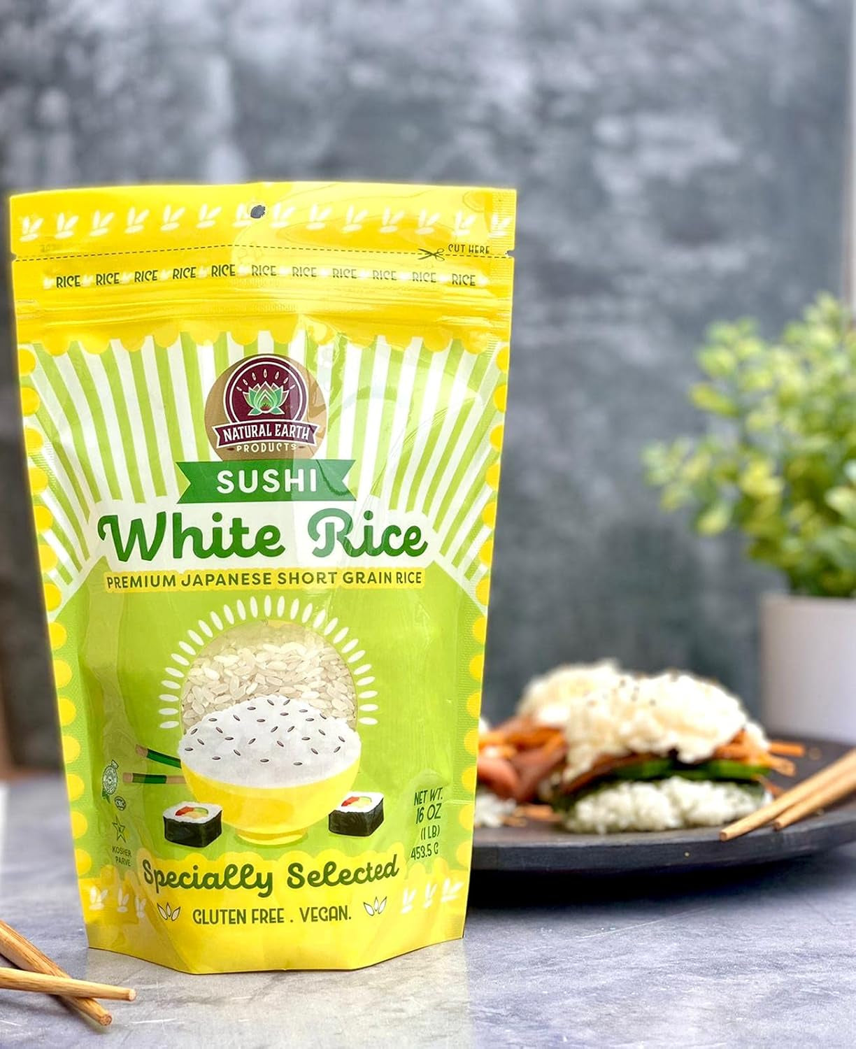 White Sushi Rice, Premium Japanese Short Grain Rice, Specially Selected, Kosher Certified, 16 Oz (Single)