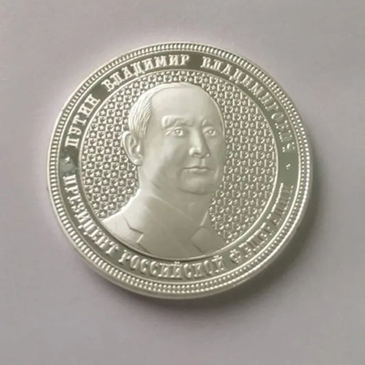 2 Pcs the Putin Coin President of Russia Badge 40 Mm Silver Plated Crimea Map Souvenir Coin