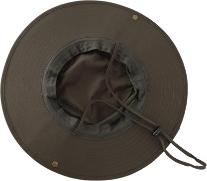 Wide Brim Sun Hat for Men Breathable Cowboy Boonie Hat UPF 50+ Sun Protection Bucket Hat for Fishing Hiking