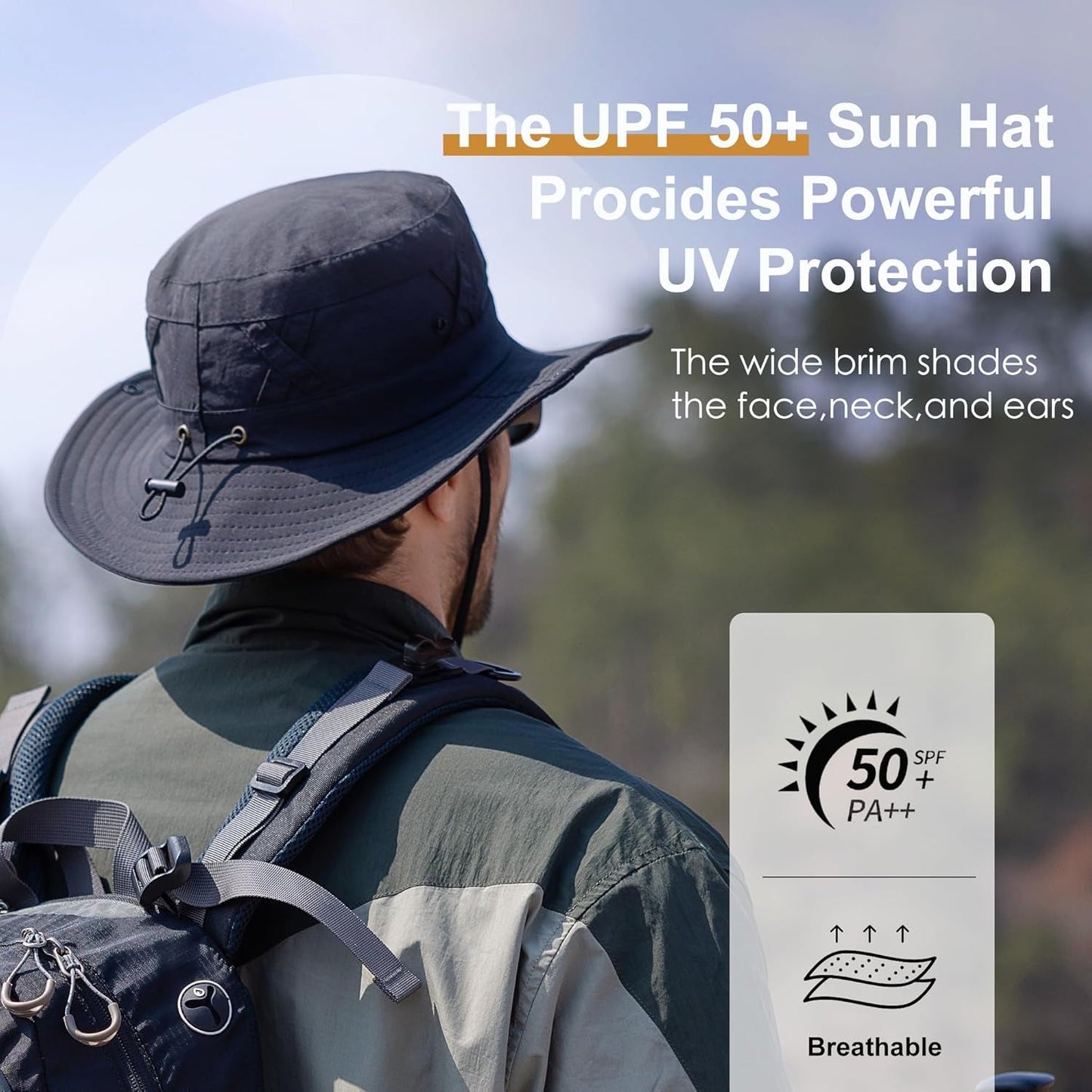 Sun Hats for Women Men UV Protection Summer Hat Wide Brim Packable UPF50 Cowboy Hat Hiking Fishing Hats