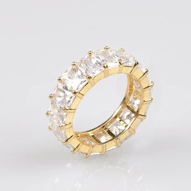 Silver Ring Colored Square Rainbow Ring Statement Crown Ring Natural Gemstones Ring Wedding Bride Engagement Band Charm Party Ring Jewelry