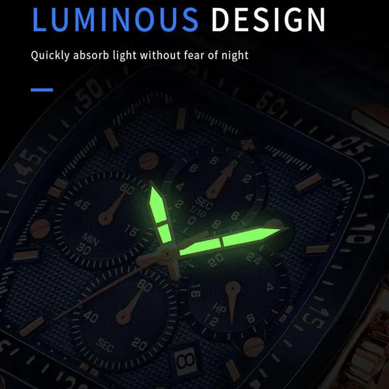 WWOOR New Watch Mens Luxury Square Big Dial Men Watch Waterproof Sports Military Chronograph Quartz Wristwatch Relogio Masculino