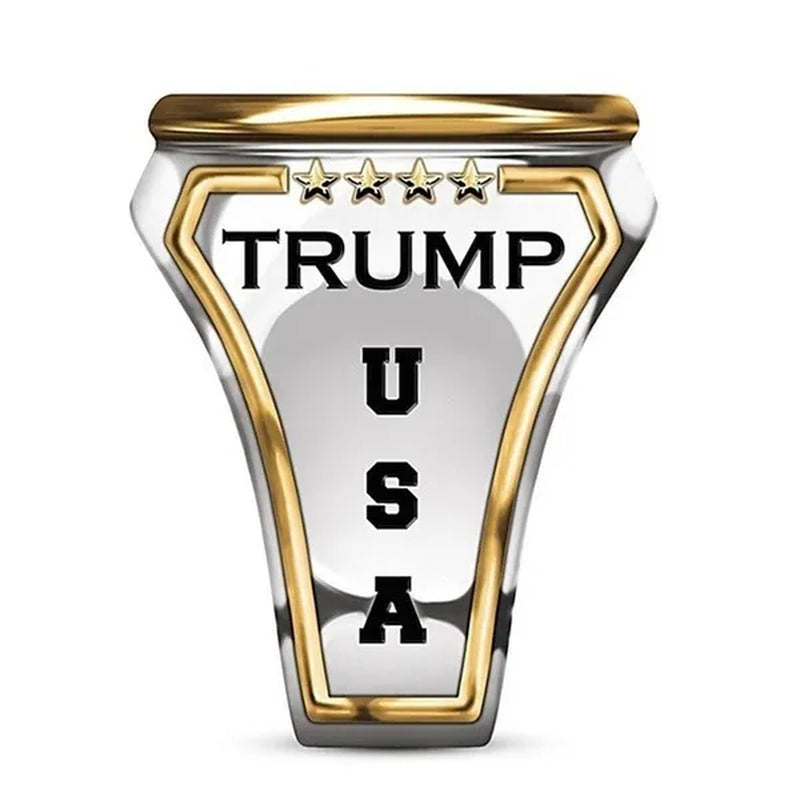 USA President Trump Statue Commemorative Coin Rings Trump Supporters Titanium Steel Jewelry Successfully Elected Souvenir Gift