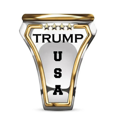 USA President Trump Statue Commemorative Coin Rings Trump Supporters Titanium Steel Jewelry Successfully Elected Souvenir Gift