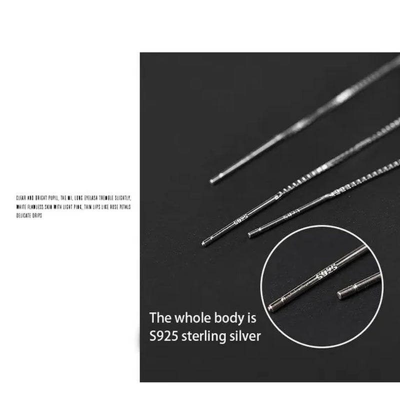 Minimalist Women's Earline Earrings silver-plated Long Chain Earrings, Women's Exquisite Silver Bar Earrings Valentine's Day Gift Engagement Wedding Earrings Gift Jewelry