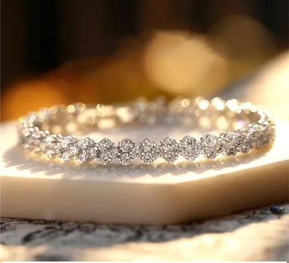 1PC/2PCS Luxury Roman Crystal gold bracelets for women Fashion Heart Chain Bracelets Rhinestone Bangle Wedding Bridal Jewelry Accessories Gifts