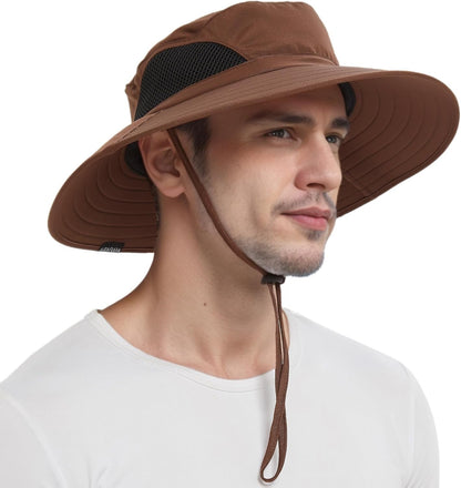 Wide Brim Sun Hat, UPF 50+ UV Protection Waterproof Packable Bucket Hat for Men & Women, Fishing Hiking Beach Garden