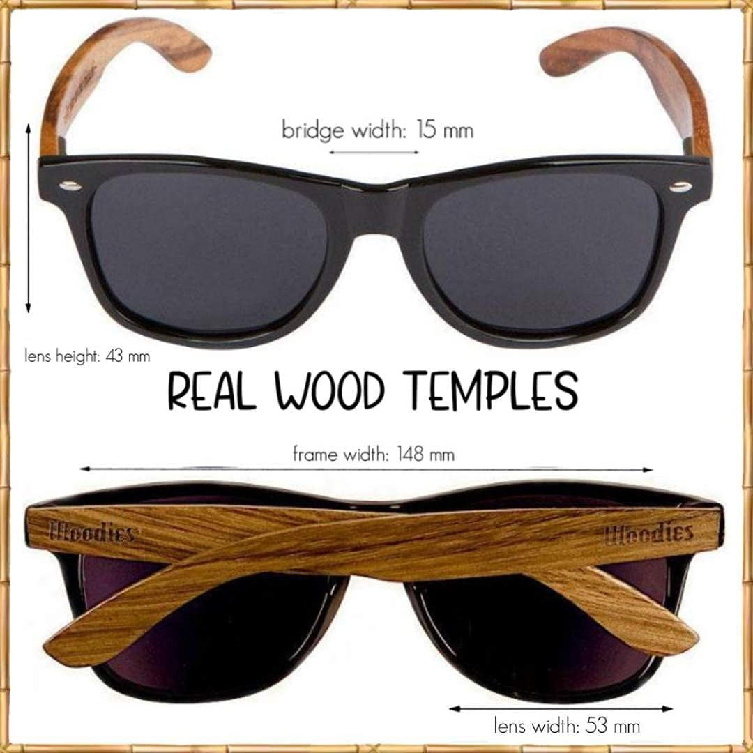 Walnut Wood Sunglasses with Dark Polarized Lenses for Men and Women | 100% UVA/UVB Ray Protection