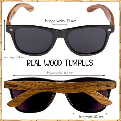 Walnut Wood Sunglasses with Dark Polarized Lenses for Men and Women | 100% UVA/UVB Ray Protection