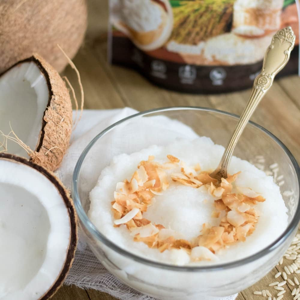 Pride Foods Rice 'N Grinds Hot Cereal - Gluten-Free, Non-Gmo, Vegan-Friendly, Natural Rice Breakfast, Quick & Easy Hot Meal, Low-Fat Comfort Food, 30 Servings, Coconut Cream Pie