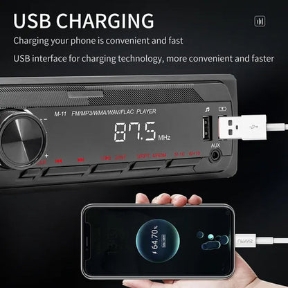 UNITOPSCI 12V 1DIN In-Dash Car Radio Stereo Autoradio Bluetooth Digital Audio Music Car Radio MP3 Player with Remote Control Bluetooth/Fm/Usb/Sd/Aux-In Colorful Lights