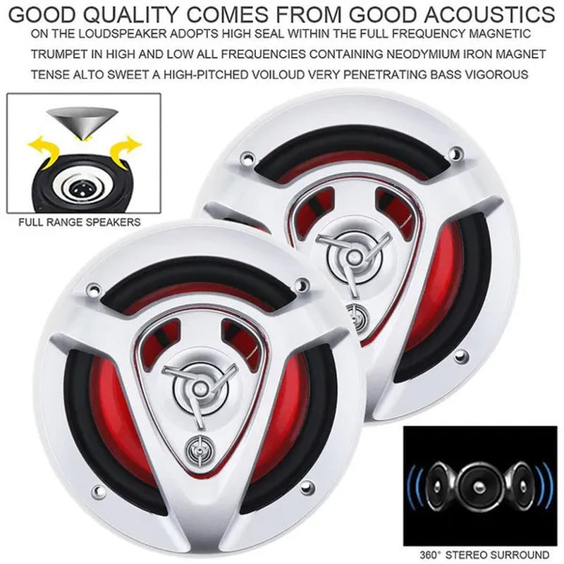 2Pcs 6.5 Inch 220W Car Hifi Coaxial Speaker Door Auto Audio Music Stereo Full Range Frequency Speakers for Cars