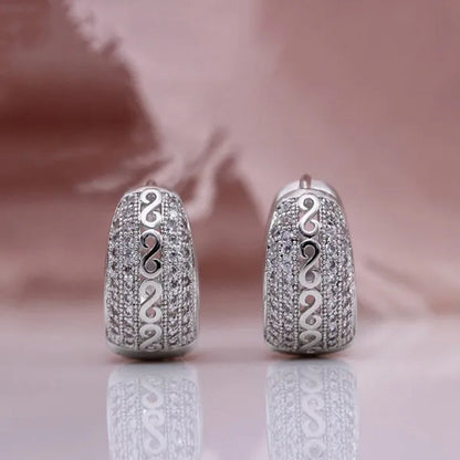 Casual  Fashion Elegant Carved Cloud Pattern Hollow Gold/Silver Inlaid Zircon Earrings for Women