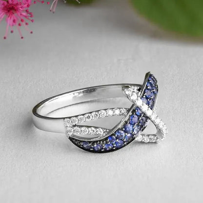 Women'S Fashion Rings Exquisite Silver-Plated Blue Gemstone Ring Noble Women Diamond Engagement Wedding Birthday Cocktail Ring Beautiful Charming Valentine'S Day Gift Proposal Ring Size 5-11