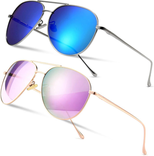 Women'S Lightweight Oversized Aviator Sunglasses - Mirrored Polarized Lens