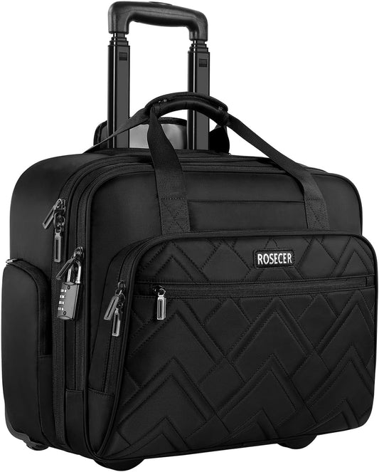 Rolling Laptop Bag, 17.3 Inch Premium Laptop Briefcases with Wheels for Men & Women, Waterproof Rolling Computer Bag Work Bag Laptop Case for Travel Work Office Business