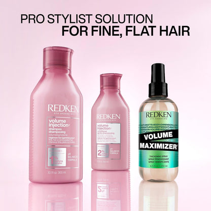 Redken Volume Injection Shampoo for Fine Hair - Adds Lift & Body, Volumizing & Detangling without Weighing Down, Paraben Free
